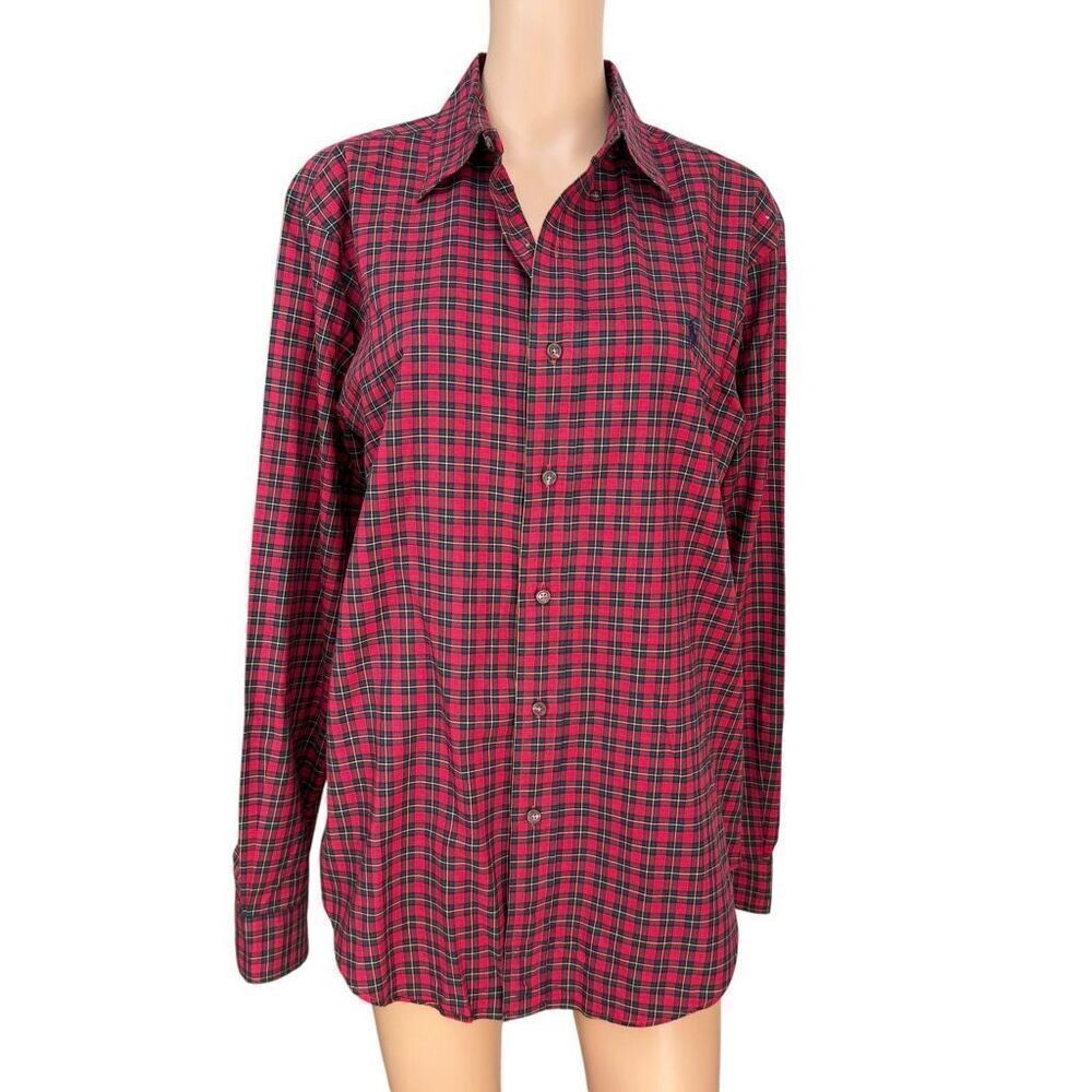Ralph Lauren vintage Shirt Mens Red Plaid 100% cotton Classic fit Preppy size M